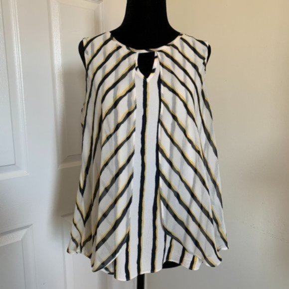 Striped Chiffon Overlay Blouse - Picture 1 of 4